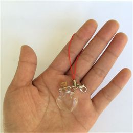 Mini Hearts Glass Bottles Pendants With Chains Clasp For Bracelets Necklace New Style 10pcs