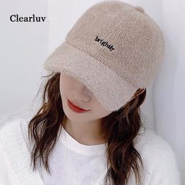 Beanie/Skull Caps Women's Down Autumn And Winter Warm Hat Fashion Trend Student Baseball Cap Embroidery Letters Big Brim1