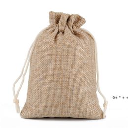 Mini Pouch Jute Bag Linen Hemp Small Drawstring Bags Ring Necklace Jewellery Pouches Wedding Favours Gift Packaging RRD13121