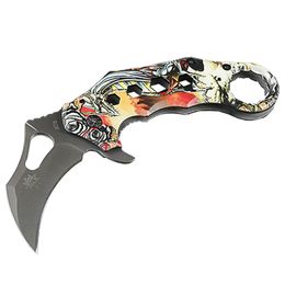 Karambit Claw folding Knife 440C Grey Titanium Coated Blade 3D Printed Steel Handle H5433