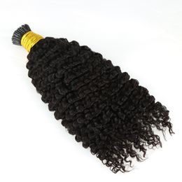 i tipped human hair extensions NZ - Hair Wefts kinky curly I tip human hair extension
