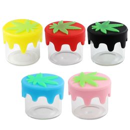 New arrival silicone container Home Storage & Organization leaf glass wax oil rigs colorful recycling Ec-friendly