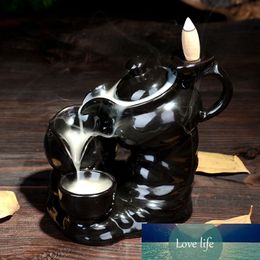 1Pcs Creative Kettle Backflow Incense Cones Burner Incense Holder Ceramic Censer Purple Clay Use In Home Decoration Teahouse