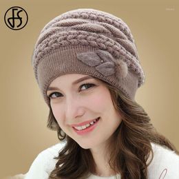 Beanie/Skull Caps FS Autumn Winter Hats For Women Fur Warm Knitted Beanies Hat With Pompom Elegant Skullies Gorros Bonnet Female Cap1