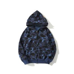 Hoodie Tubarão Jaw Camo zíper completo Banheira de tubarão camuflagem macaco suor revestimento preto casaco azul novo 3xl