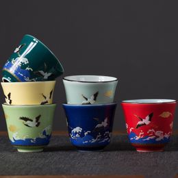 Enamel Tea Master Cup White Porcelain Single Tea Cup Vintage Ceramic Tea Bowl Cup