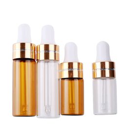 3ml 5ml Transparent Brown Glass Plastic Dropper Bottle Portable Essential Oil Glass Perfume Sample Test Bottle