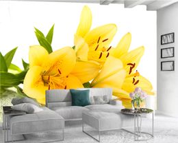 Private Custom Any size 3d Wallpaper Bedroom Yellow Flowers Foral Romantic Flora decoration Silk Photo Mural