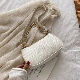 Fashion Baguette bags MINI Crocodile Pattern PU Leather Shoulder Bags For Women Chain Designer Luxury Handbag Female Travel tote259S