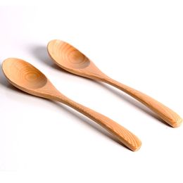 Natural Wooden Soups Coffee Spoons Dinnerware Hotel Home Kitchen Dining Tableware Party Bar Travel Supplies