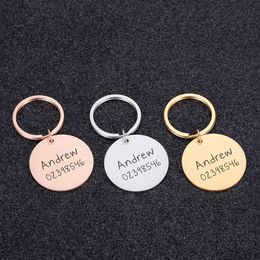 Double-sided Pet ID Tag Keychain Dog Cat Collar Accessories Decoration Pet Name Number Collars Keyring Cat Tag