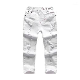 Jeans Children Broken Hole Pants Trousers Baby Boys Brand Fashion Autumn 5-8Y White Kids Clothing 2021 301