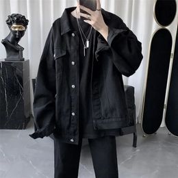 GODLIKEU Spring Autumn Long Sleeve Black Oversized Harajuku Denim Jeans Jacket Men Clothing Fashion Korean Tops 220221