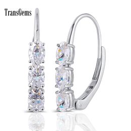 Transgems Geuine 14K 585 White Gold 3.6CTW 4x6mm GH/DEF Colour Oval Moissanite Hoop Earrings for Women U Shaped Gold Jewellery Y200620