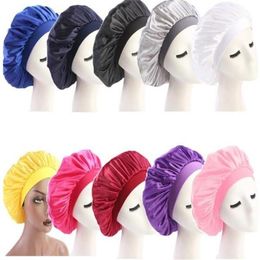 58cm Adjust Solid Satin Bonnet Hair Styling Cap Long Hair Care Women Night Sleep Hat Silk Head Wrap Shower Cap Hair Styling