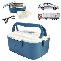 1.5L 12V/24V Car Electric Lunch Boxes Outdoor Traveling Meal Heater Truck Lunchbox Food Storage Container Box Dinnerware Gift T200710