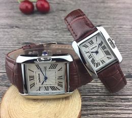 TOP Fashion Luxury Man Women Watch nice designer leather rectangle Lady Watch High Quality Quartz Clock drop 2562