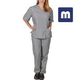 Medigo-054 Style Women Scrubs Tops+pant Men Medical Uniform Surgery Scrubs Shirt Short Sleeve hospital Uniform Pet grey's anatomy Doctor Workwear