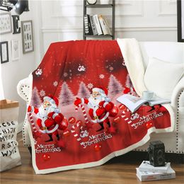 Super Soft Warm Winter Christmas Blanket Santa Claus Sherpa Fleece Throw Blanket Bed Cover Bedspread For Children Adult Sofa Car 201222
