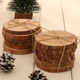 6pcs/lot Pine Wooden Chips Cut Pieces Wood Log Sheet Rustic Wedding Decor Party Centrepieces Vintage Country Style Y200903