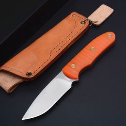 Top Quality Survival Straight Knife AUS-10 Drop Point Satin Blade Full Tang G10 Handle Outdoor Small Hunting Fixed Blades Knives