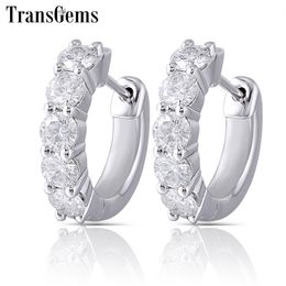 Transgems Sterling Moissanite Hoop Earrings for Women 3.5mm H Colour Moissanite Diamond Hoop Earrings Silver Earrings Y200620