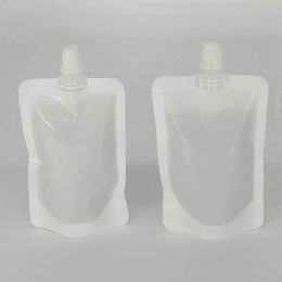 Eco Plastic Drink Packaging Bags 100ml Stand Up Spout Pouches Outdoor Camping Juice Coffee Storage Bags 50pcs pack With Funnel 201198C