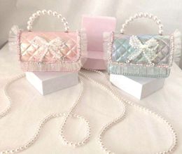 Children handbag high quality Braided hand-held pearl cross baby princess bag girls purse