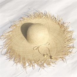 Fashion Dome Top Beach Hats For Women 20cm Oversized Raffia Hat Ladies Large Summer Straw Sun Hats Wholesale Dropshipping Y200714