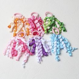 Rainbow Curly Elastic Band Colour headband Parent-child elastic hairband baby hair accessories girls roll flower headdresses