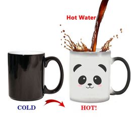 Creative Cute Panda Mug Heat Reveal Mug Ceramic Colour Changing Coffee Mugs Magic Tea Cup Mug As Gift For Friends Free S Y200106