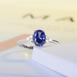 Kuololit Solid 925 Sterling Silver Rings For Women Created Tanzanite Gemstone Ring Wedding Engagement Band Fine Jewellery New Y200321