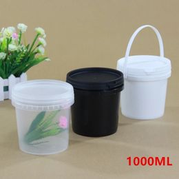 1000ML Round Plastic bucket with Lid food grade container for Honey water cream cereals storage pail 10PCS lot C0116269k