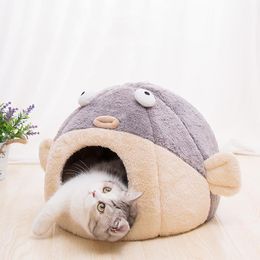 2022 котёнок котенок Новые Pet Saceates Pooky Cat's House Сохраняйте теплую кровать для рыбы для смежных полов с полами Зимние кровати Небольшой Китти Дом для дома1