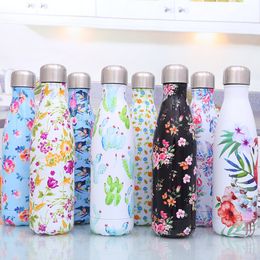 Christmas Gifts Water Bottle Vacuum Cup Stainless Steel Insulated Coffee Thermos Sport Travel Thermo Bottle 500ml Drink Bottle LJ201218