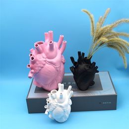 Anatomical Heart VasePlant Flower Pot DecorationHome Art Sculpture DecorationBody Heart-Shaped Shaped Flower Plant Frame 211222