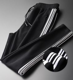 Minglu Spring Mens Pants Plus Size Side Striped Design Skinny Pants Men Luxury Fashion Slim Fit Sport Men Pants Casual LJ201103