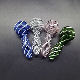 Glass Hand Pipe Oil Burner Pyrex 4.0inch Colorful Thick Tube Tobacco Dry Herb Oils Burners For Smoking Bong Hookah Water Pipes