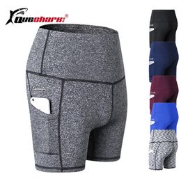 Women High Waist Sports Shorts Workout Running Fitness Leggings Female Compression Yoga Shorts With Phone Side Pocket T200412