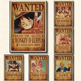 -51.5x36cm Wohnkultur Wandaufkleber Vintage Paper One Piece Wunsch Poster Anime Poster Luffy Chopper gesucht