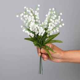 Artificial Lily of the valley Plastic Flower Orchids Faux Floral Greenery Single valleys Convallaria majalis Campanula Home Decorative