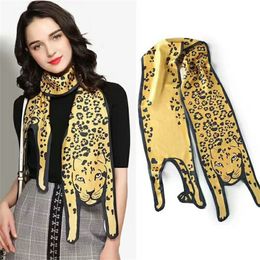 Super Long New Silk Scarf Panda Leopard Design 3D Animal Shape Cat Tiger Women Wild Choker Bag Headband Handbag Hair Wrist tie