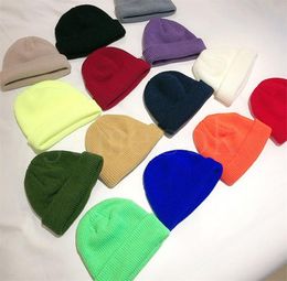 Fall and Winter Landlord Hat Casual Versatile Cap Knitted Wool Hat Solid Colour Warm Outdoor Street Hat 14 Colours DB404