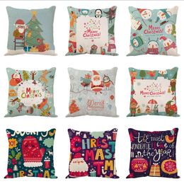 Christmas Pillowcase Covers Santa Pillow Cover Linen Sofa Throw Pillow Covers Cartoons Pillowcase Cover Supplies 39 Designs BT738