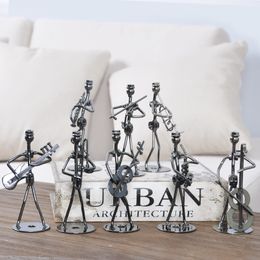 5.5CM*13CM Musicians Figurines Arts Craft Decorations Mini Iron Music Band Model Miniature Statue Home Office Living Room Decor T200703