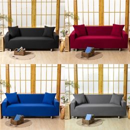 Wine Red Solid Simple Stitching Sofa Cover Slipcover Stretch Elastic Spandex/Polyester Chair Loveseat L Shape Sofa Protector 201222