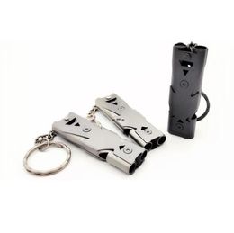 Other Home Garden Outdoor Survival Whistle Double Pipe Whistle Stainless Steel Alloy Keychain Cheerleading Emergency Multi Tool RRD13580