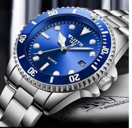 WLISTH Men's Watches Stainless Steel Waterproof Quartz Wrist Watch Luminous Display Fashion Business Man Watch Date Male Clock