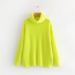 [EWQ] Spring Autumn New Pattern Turtleneck Collar Long Sleeve Solid Knitting Pulloveres Casual Sweater Women 19C-a117 201111