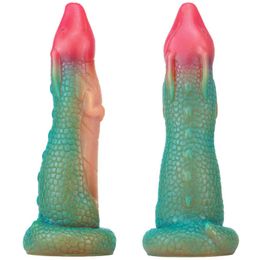 NXY Dildos Anal Toys Xiaoqinglong Shaped Simulation Penis Sensual Gay Female Masturbation Expansion Silicone Adult Fun Products 0225